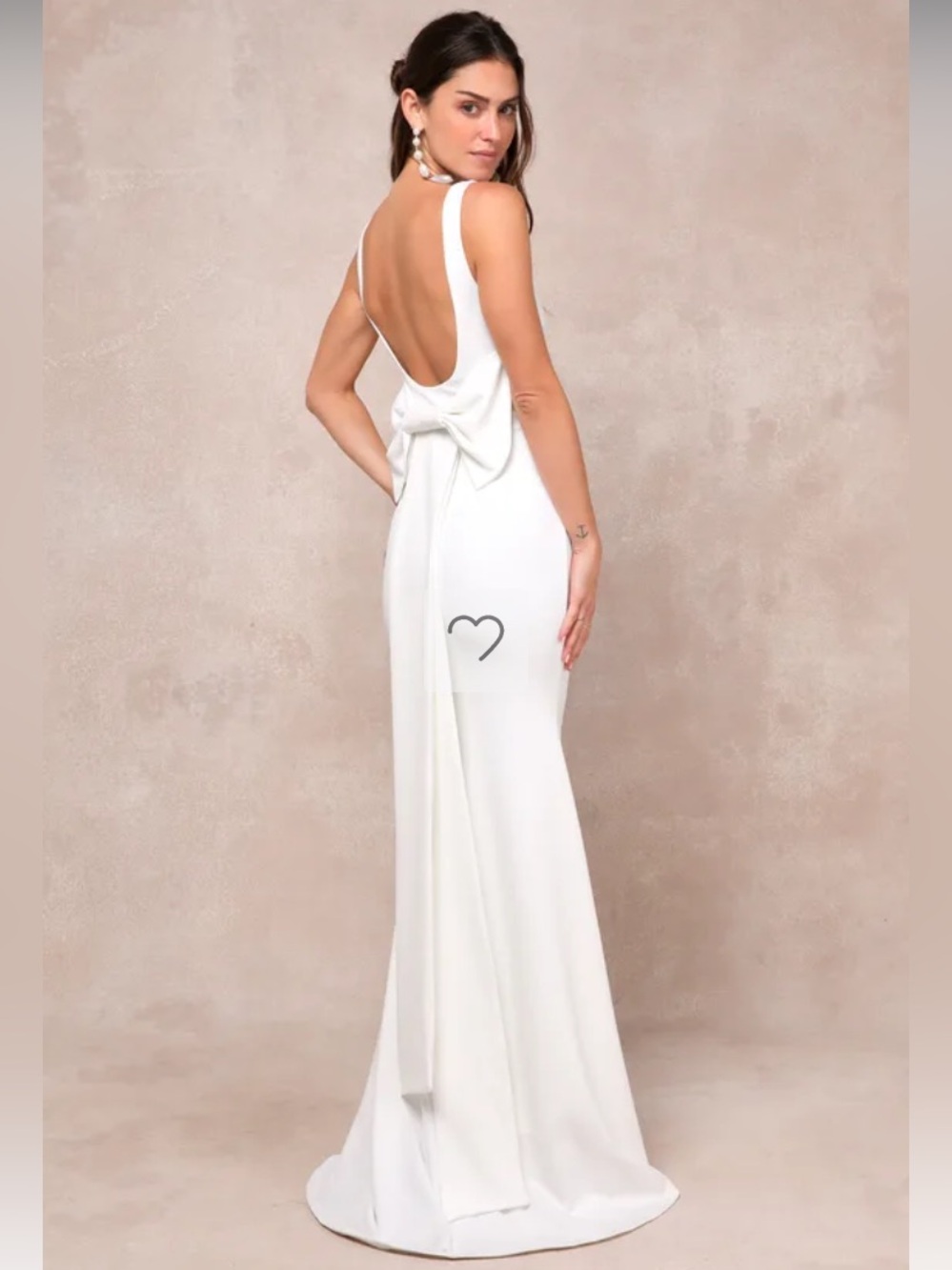 NWT Lulus Loving Fate White Bow Square Neck Backless Maxi Dress